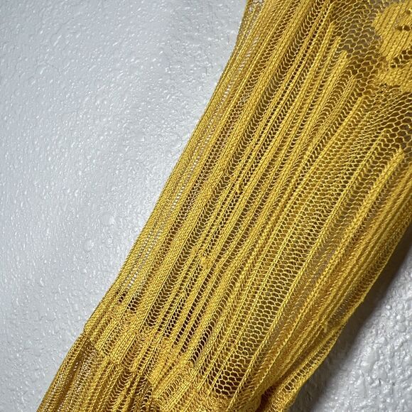 Wild Flower Embroidered Statement Sleeve Sweater Size Small Yellow - Picture 4 of 13